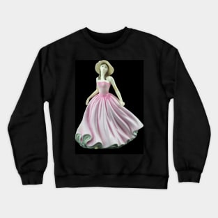 Bone China Figurine Wearing a Light Pink Dress Crewneck Sweatshirt